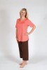 NEW Ladies Scoop neck tee shirt with soft curve at bottom. Comes in Lavender or NEW Coral in XS to 3X.