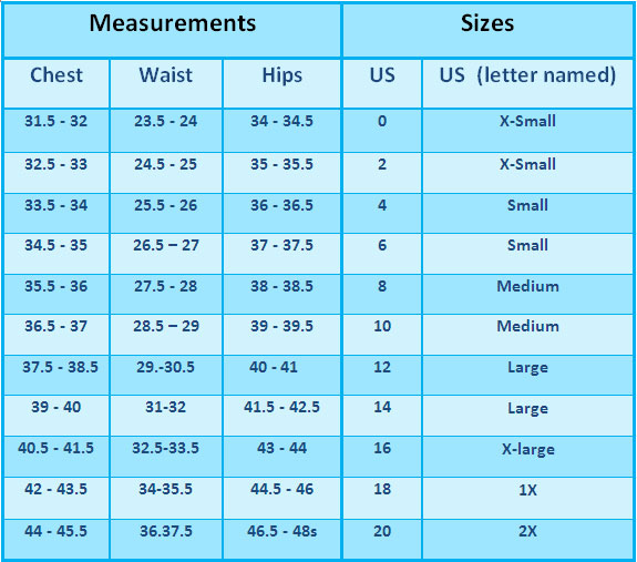 Size chart pants usa europe womens